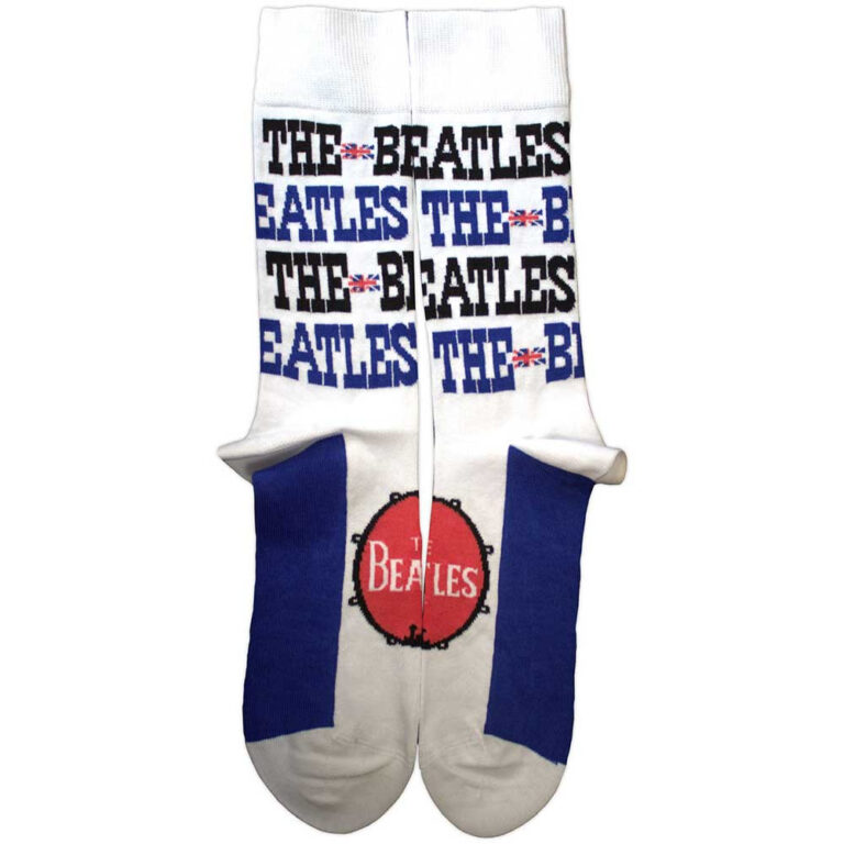 The Beatles Unisex Budokan Poster & Drum Logo White Socks