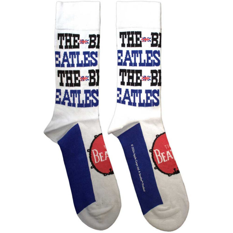 The Beatles Unisex Budokan Poster & Drum Logo White Socks