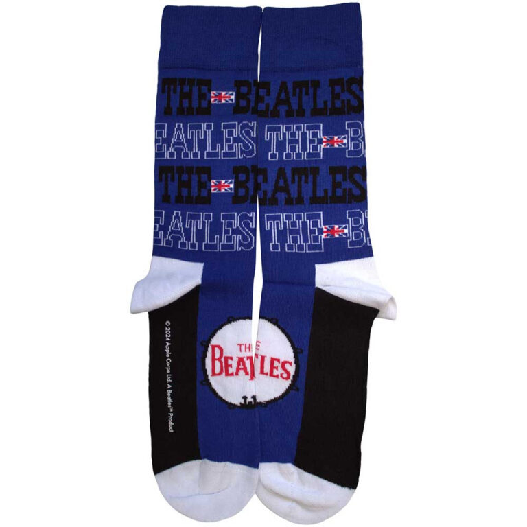 The Beatles Unisex Budokan Poster & Drum Logo Blue Socks