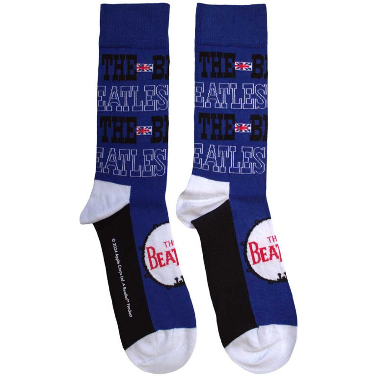 The Beatles Unisex Budokan Poster & Drum Logo Blue Socks