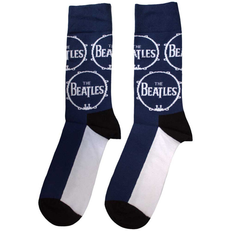 The Beatles Unisex Drum Logo Repeat Navy Blue Socks