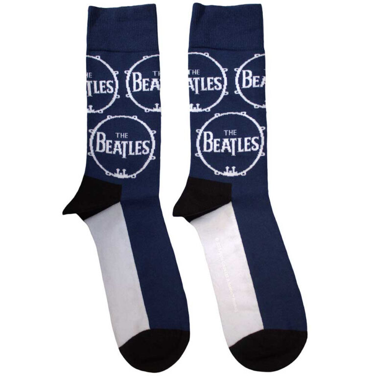 The Beatles Unisex Drum Logo Repeat Navy Blue Socks