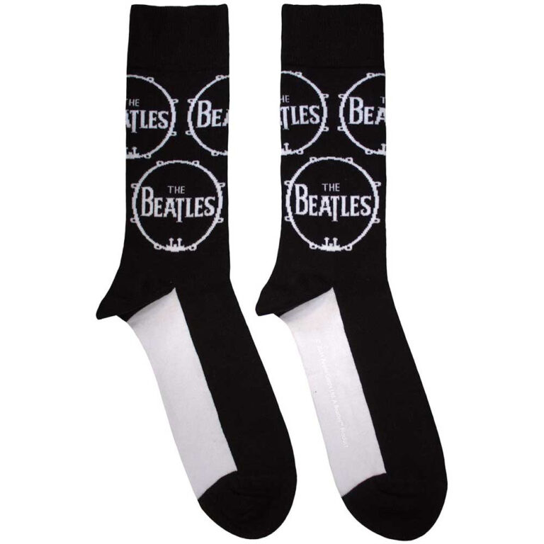 The Beatles Unisex Drum Logo Repeat Black Socks