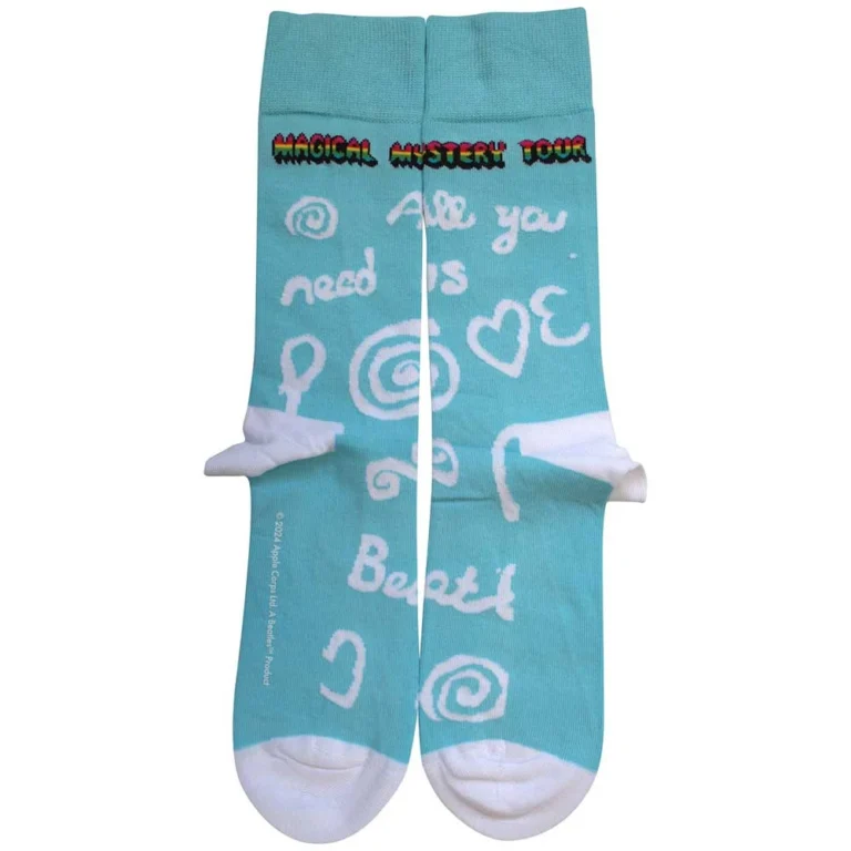 The Beatles Unisex Magical Mystery Tour All You Need Is Love Light Blue Socks