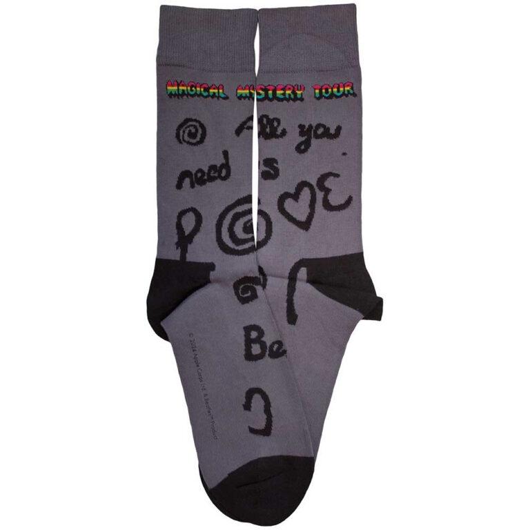 The Beatles Unisex Magical Mystery Tour All You Need Is Love Charcoal Grey Socks