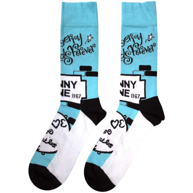 The Beatles Unisex Strawberry Fields/Penny Lane Light Blue UK Size 7 – 11 Socks