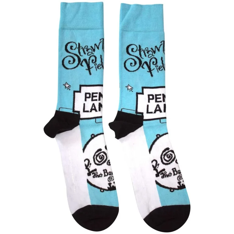 The Beatles Unisex Strawberry Fields/Penny Lane Light Blue UK Size 7 – 11 Socks