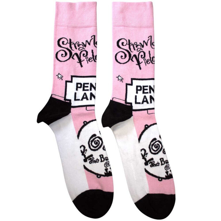 The Beatles Unisex Strawberry Fields/Penny Lane Pink Socks