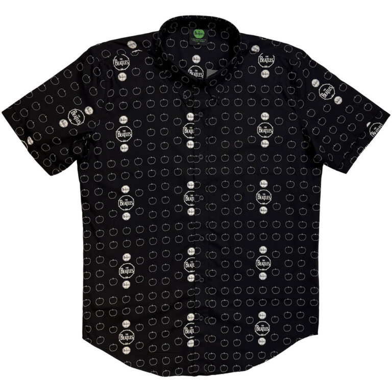 The Beatles Drum & Apples Black All Over Print T-Shirt