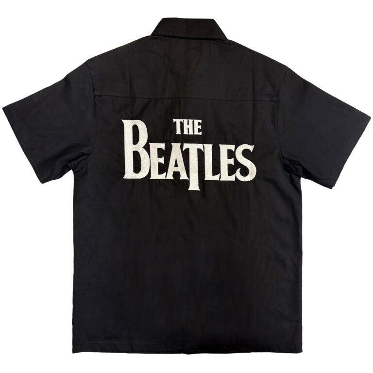 The Beatles Apple Logo / Walking Black Back & Sleeve Print T-Shirt