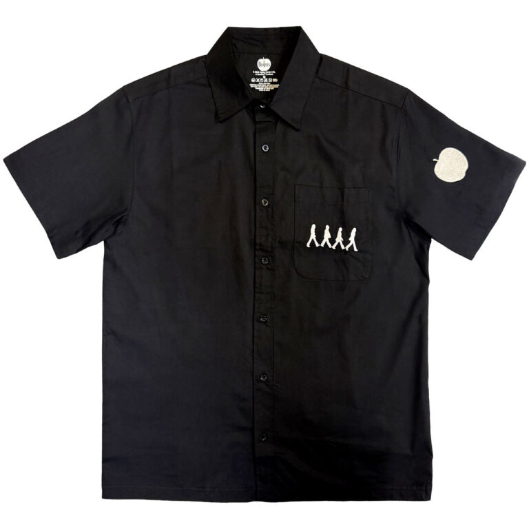 The Beatles Apple Logo / Walking Black Back & Sleeve Print T-Shirt