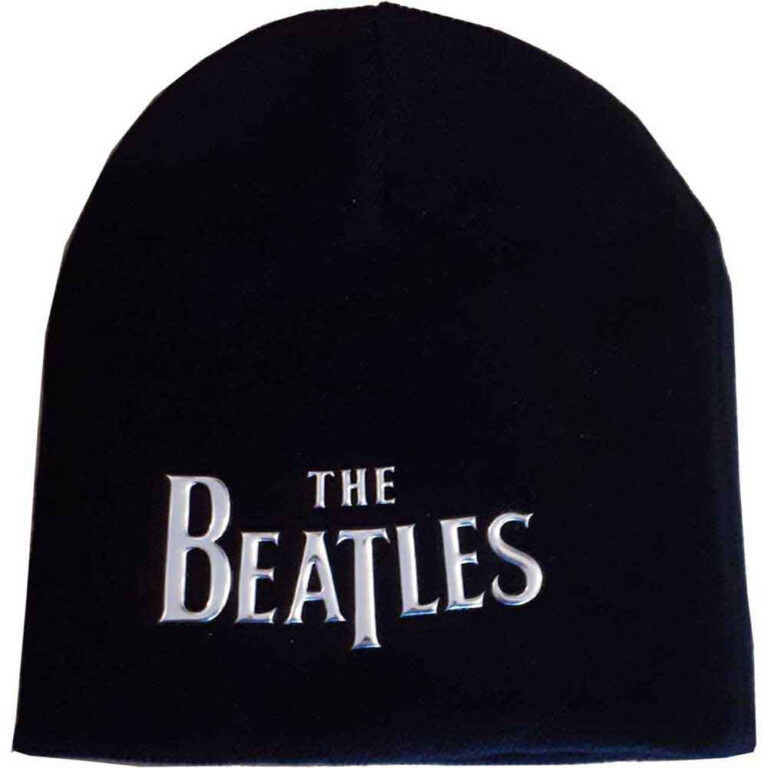 The Beatles Unisex Sonic Silver Drop T Logo Black Beanie Hat