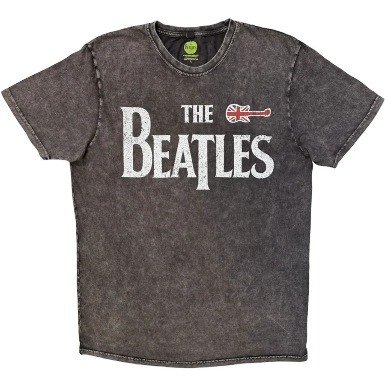 The Beatles Guitar & Drop T Charcoal Grey T-Shirt