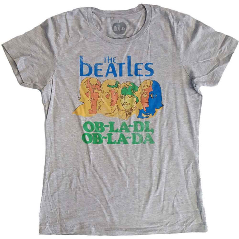 The Beatles Vintage Ob La Di Grey Back Print Ladies T-Shirt
