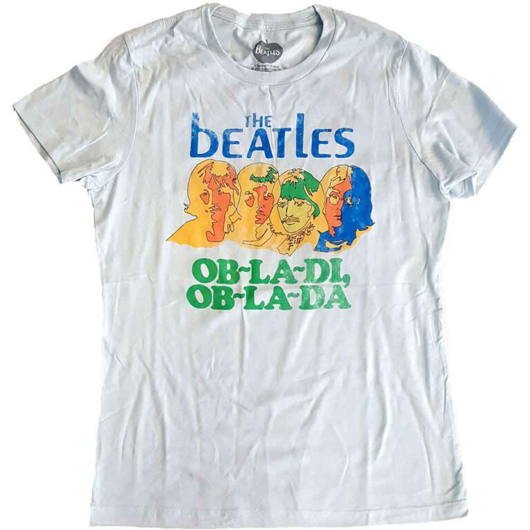 The Beatles Vintage Ob La Di Pale Blue Back Print Ladies T-Shirt