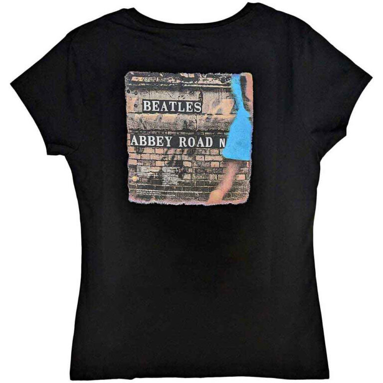 The Beatles Vintage Abbey Road Black Back Print Ladies T-Shirt