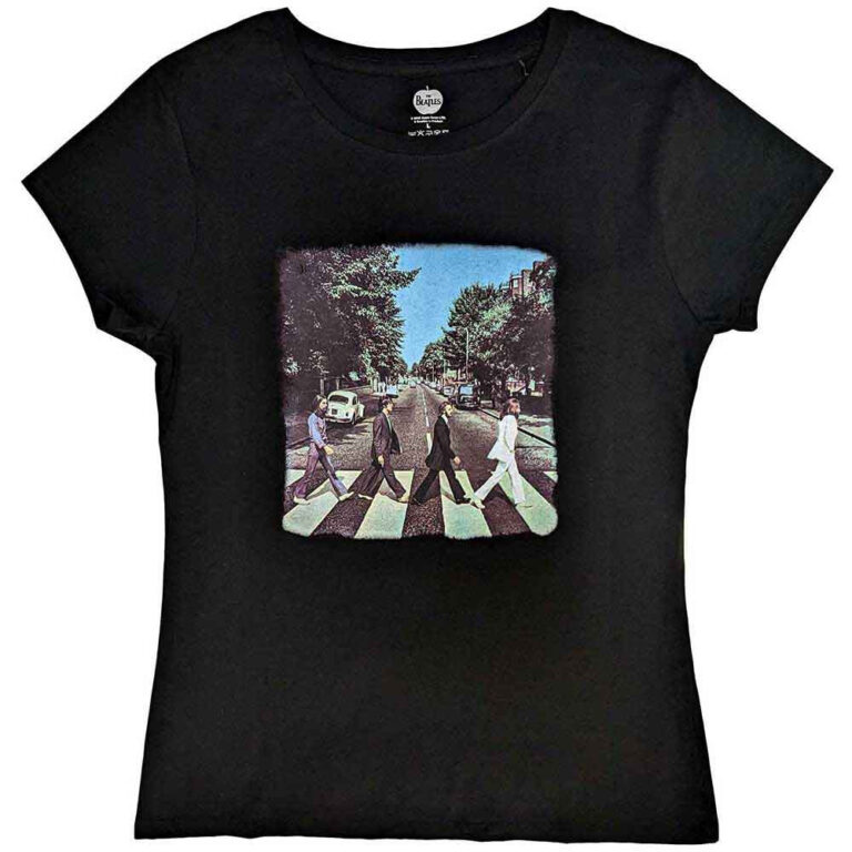 The Beatles Vintage Abbey Road Black Back Print Ladies T-Shirt