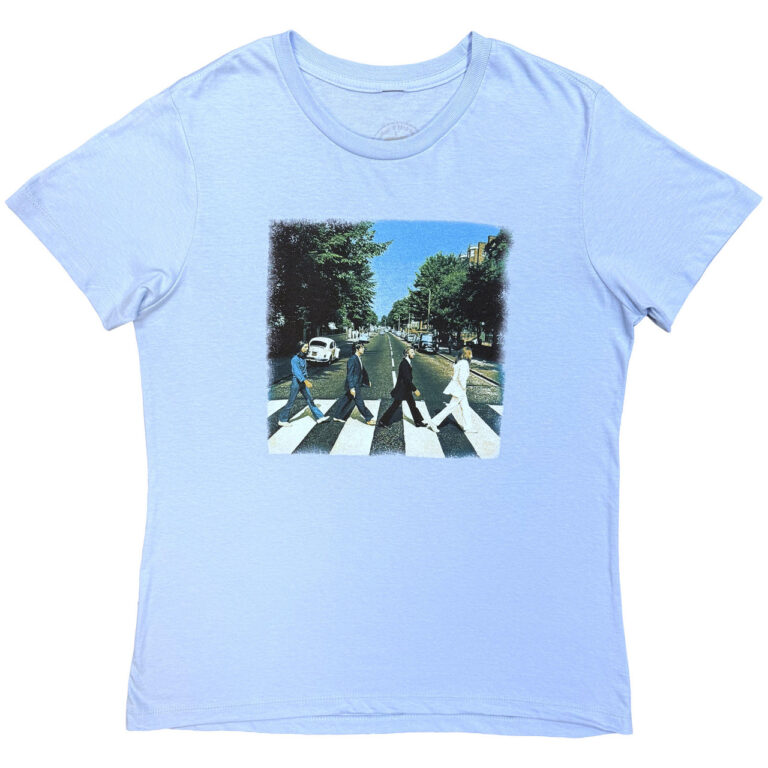 The Beatles Vintage Abbey Road Light Blue Back Print Ladies T-Shirt
