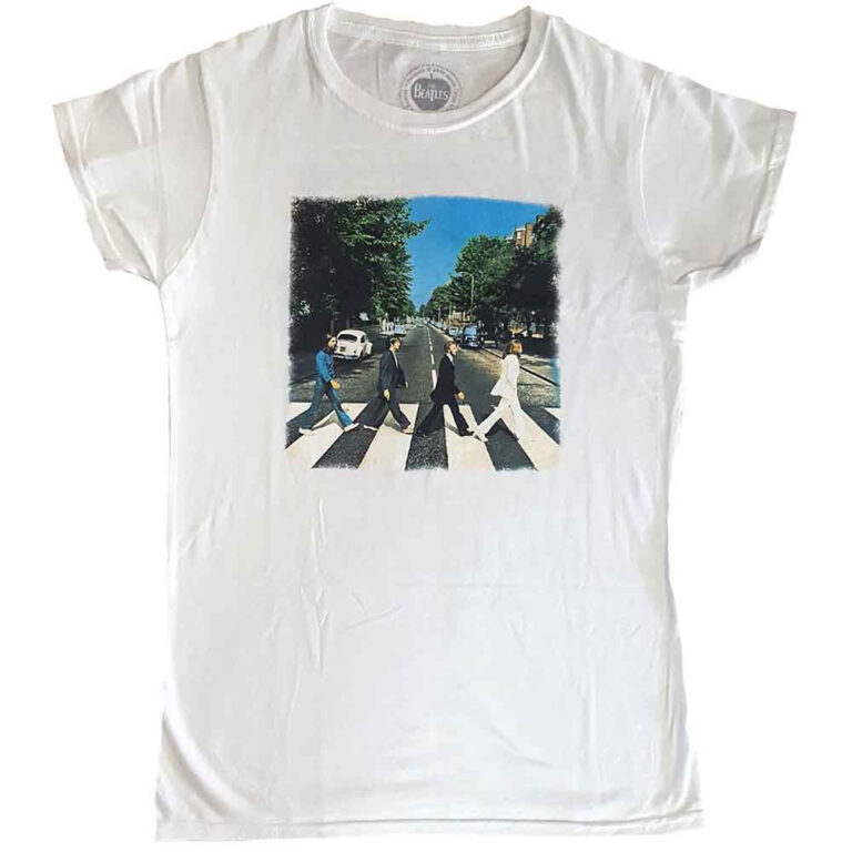 The Beatles Vintage Abbey Road White Back Print Ladies T-Shirt