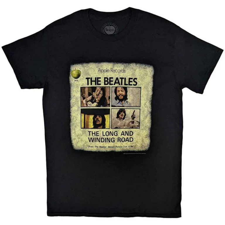 The Beatles Vintage Long & Winding Road Black Back Print T-Shirt