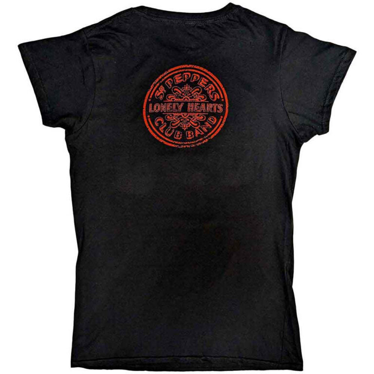 The Beatles Vintage Sgt Pepper Black Back Print Ladies T-Shirt