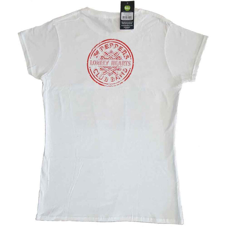 The Beatles Vintage Sgt Pepper White Back Print Ladies T-Shirt