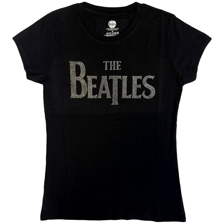 The Beatles Drop T Crystals Black Embellished Ladies T-Shirt