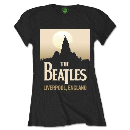 The Beatles Liverpool, England Black Ladies T-Shirt