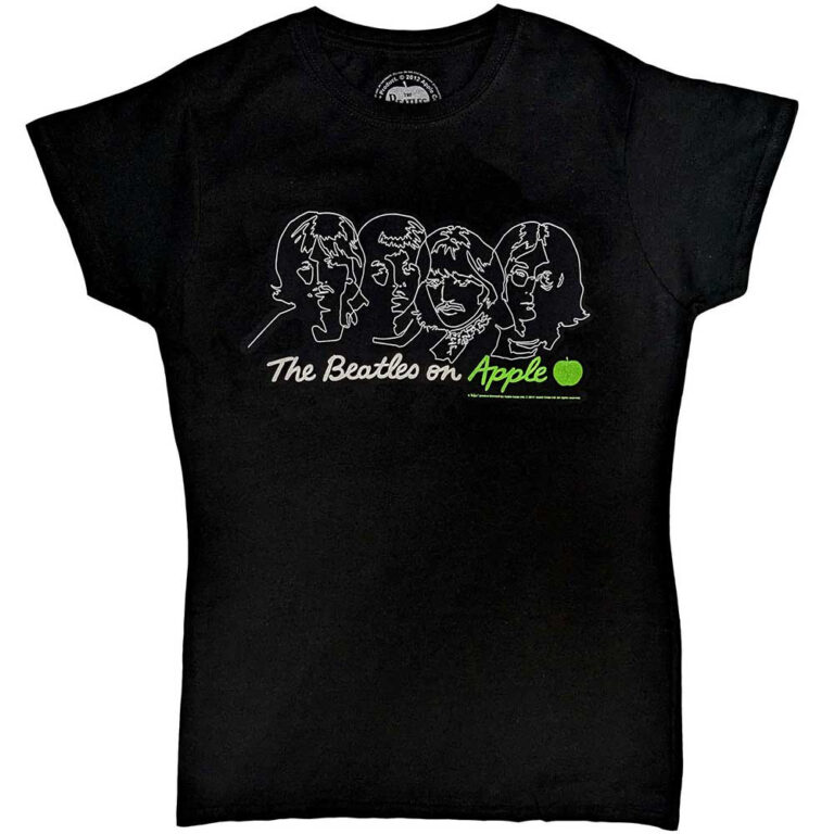 The Beatles On Apple Black Back Print Ladies T-Shirt