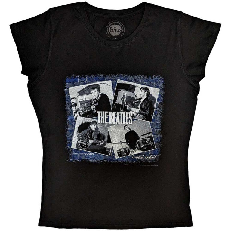 The Beatles At The Cavern Black Back Print Ladies T-Shirt