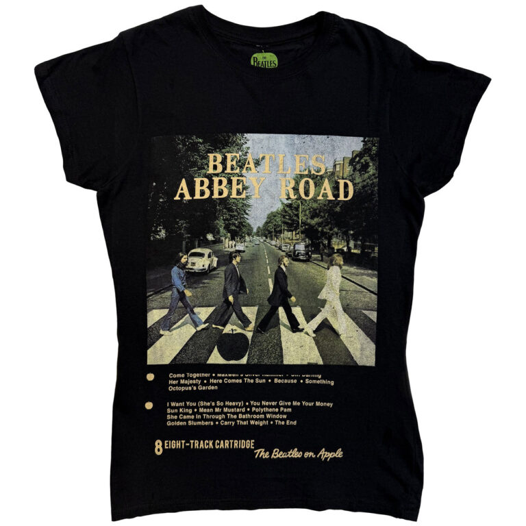 The Beatles Abbey Road 8 Track Black Ladies T-Shirt