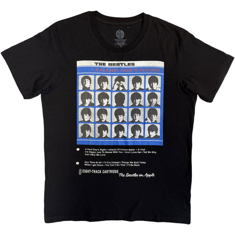 The Beatles Hard Days Night 8 Track Black T-Shirt