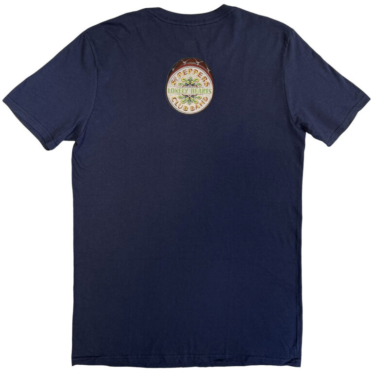 The Beatles Sgt Pepper Blue Navy Blue Back Print T-Shirt