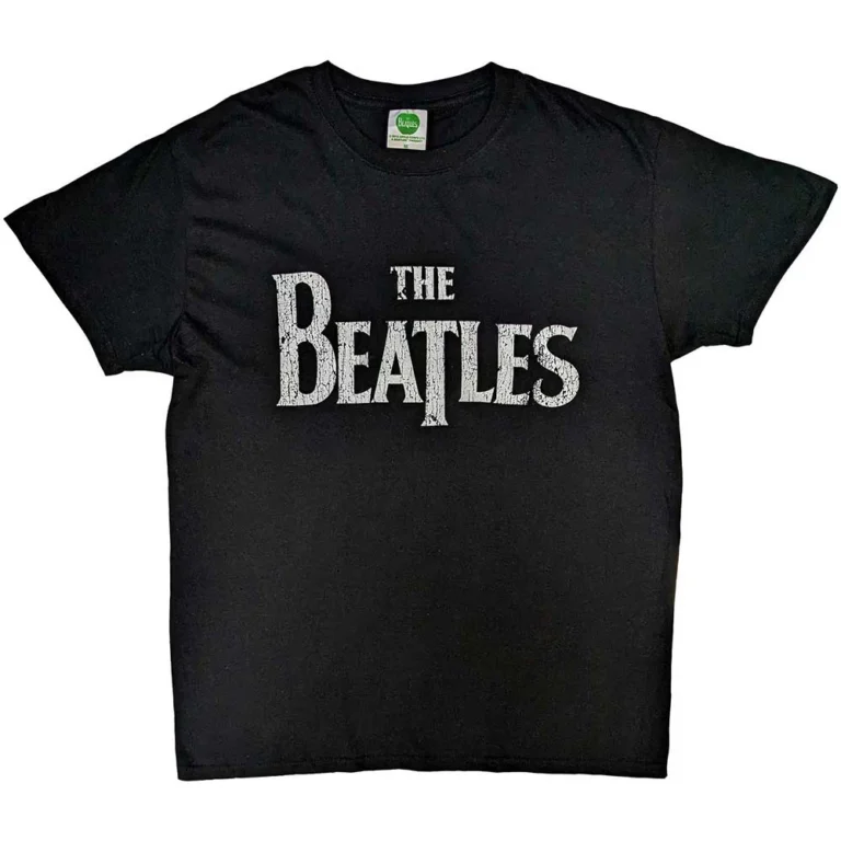 The Beatles Vintage Drop T Logo Black T-Shirt