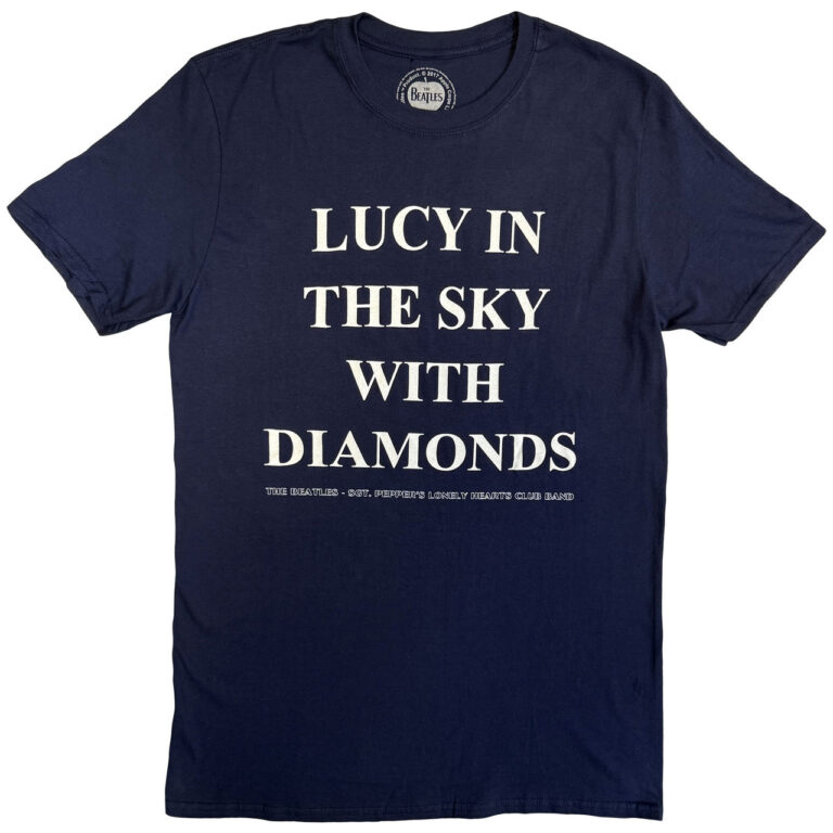 The Beatles Lucy In The Sky With Diamonds Navy Blue Back Print T-Shirt
