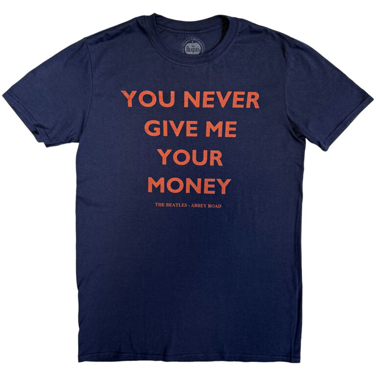 The Beatles You Never Give Me Your Money Navy Blue Back Print T-Shirt