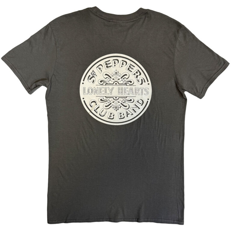 The Beatles Sgt Peppers Lonely Hearts Club Band with Drum Charcoal Grey Back Print T-Shirt