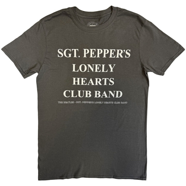 The Beatles Sgt Peppers Lonely Hearts Club Band with Drum Charcoal Grey Back Print T-Shirt