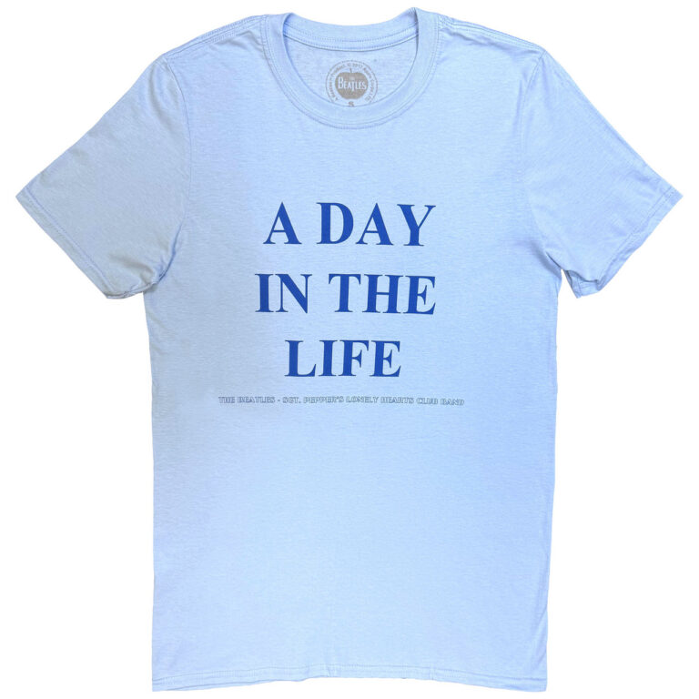 The Beatles A Day in the Life Light Blue Back Print T-Shirt