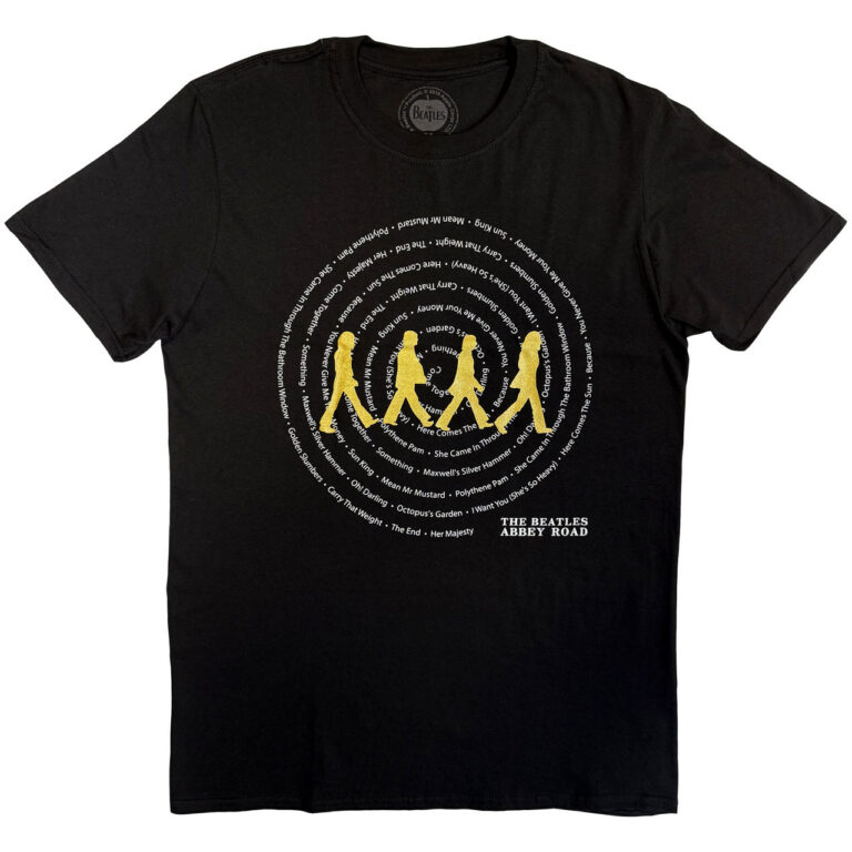 The Beatles Abbey Road Songs Swirl Foiled Black Embellished T-Shirt