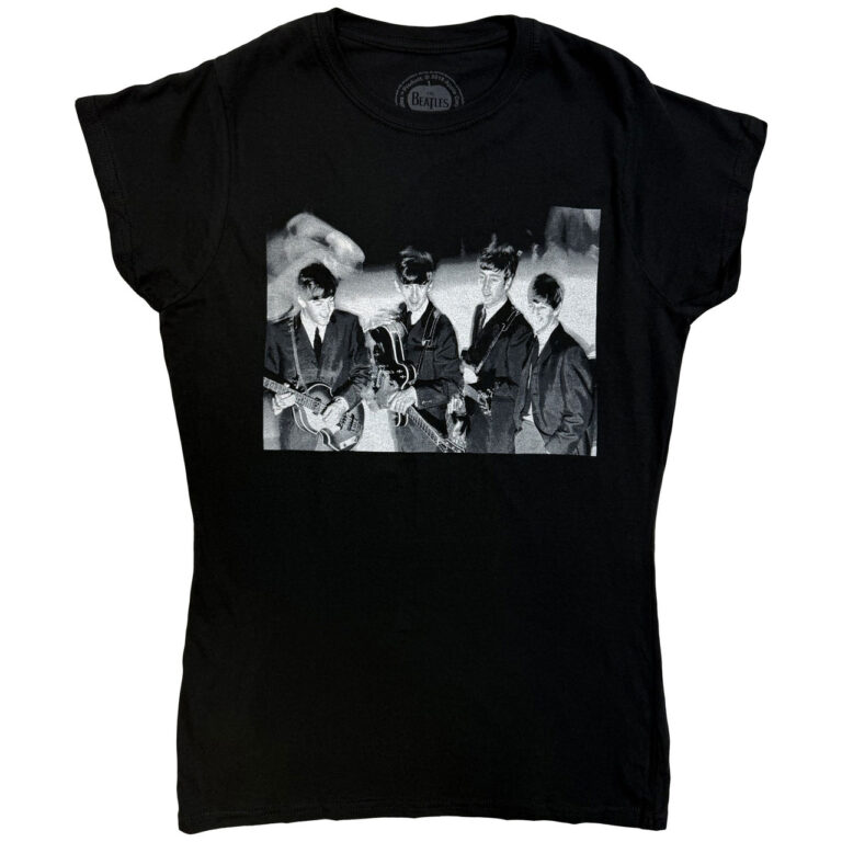 The Beatles Smiles Photo Black Ladies T-Shirt