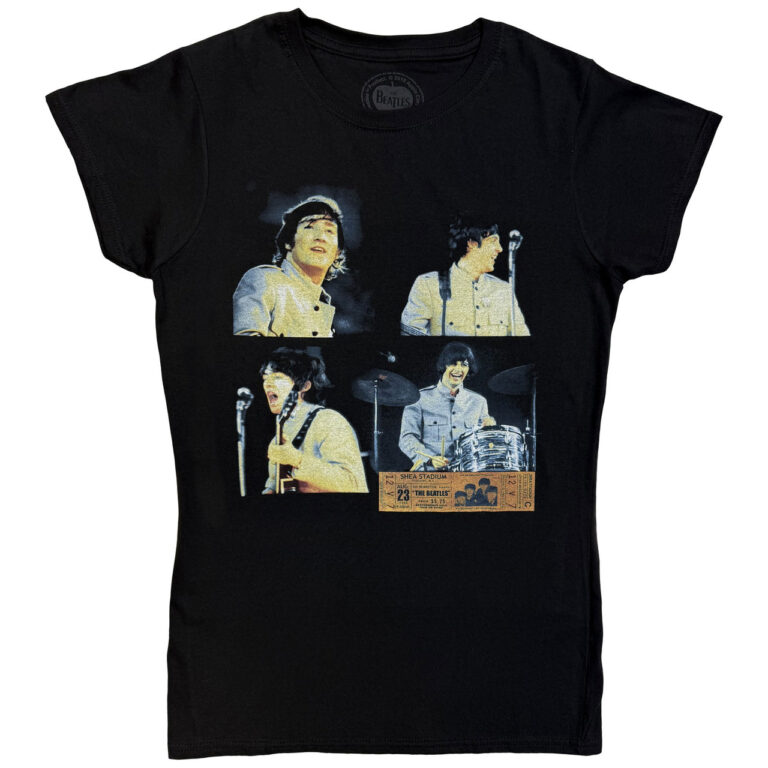 The Beatles Shea Stadium Shots Black Ladies T-Shirt