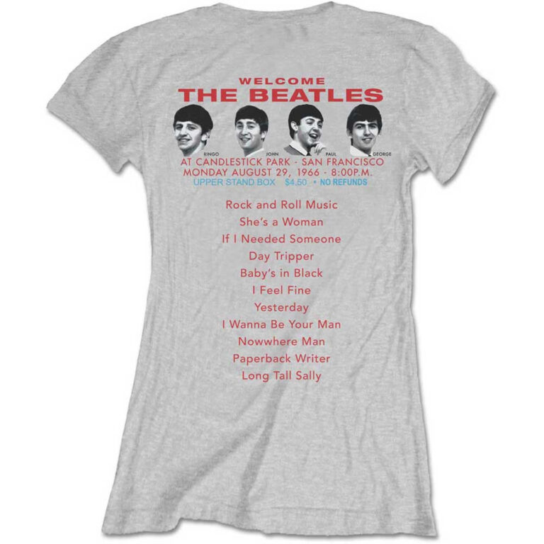 The Beatles Candlestick Park Grey Back Print Ladies T-Shirt