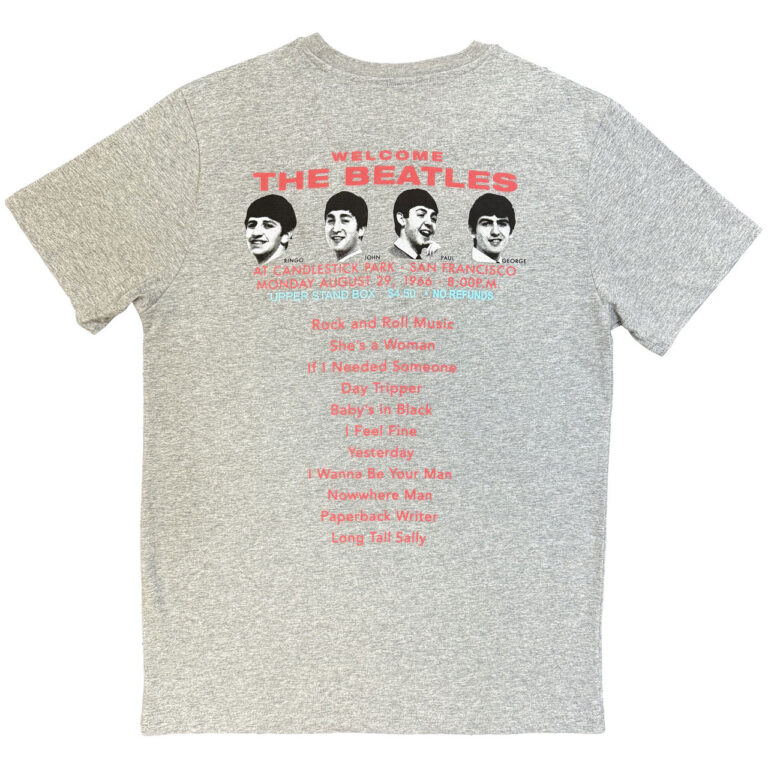 The Beatles Candlestick Park Grey Back Print T-Shirt