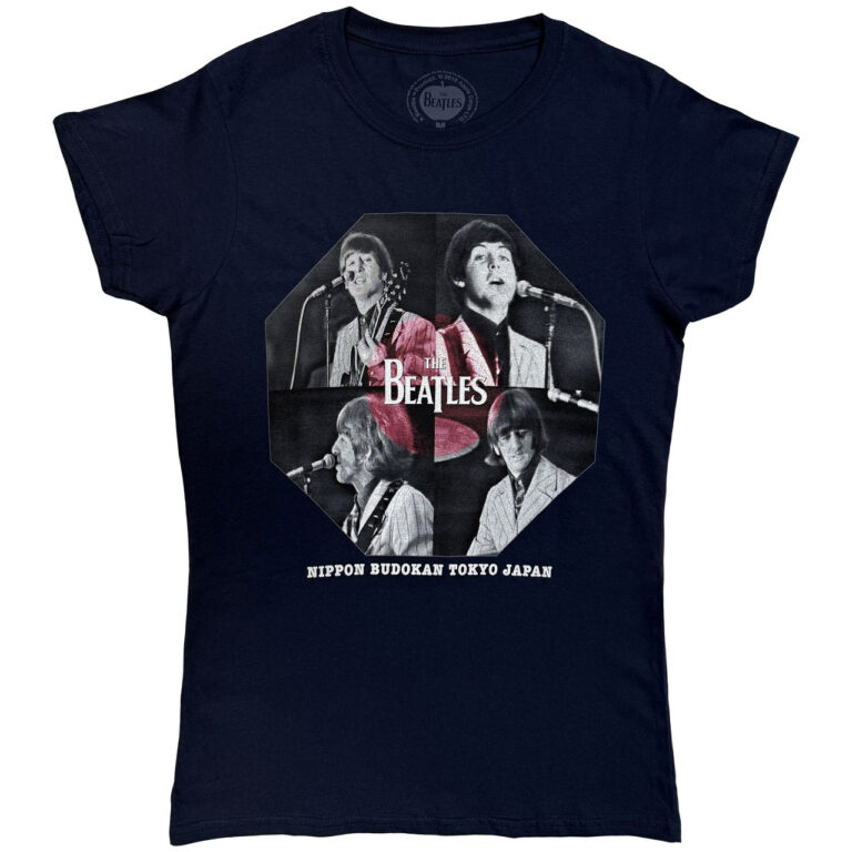 The Beatles Budokan Octagon Navy Blue Ladies T-Shirt