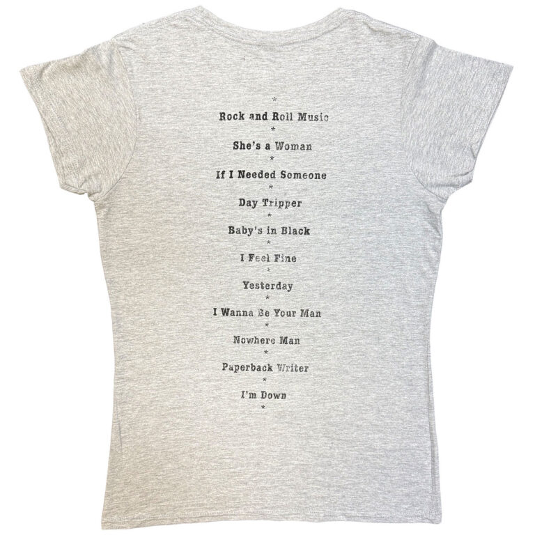 The Beatles Budokan Set List Grey Back Print Ladies T-Shirt