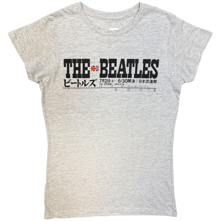 The Beatles Budokan Set List Grey Back Print Ladies T-Shirt