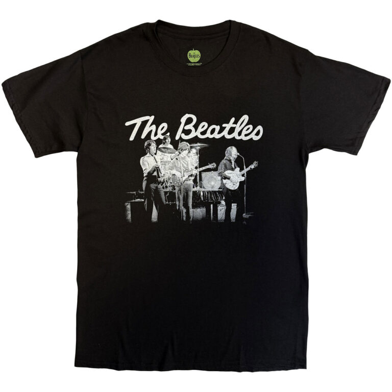 The Beatles 1968 Live Photo Black T-Shirt
