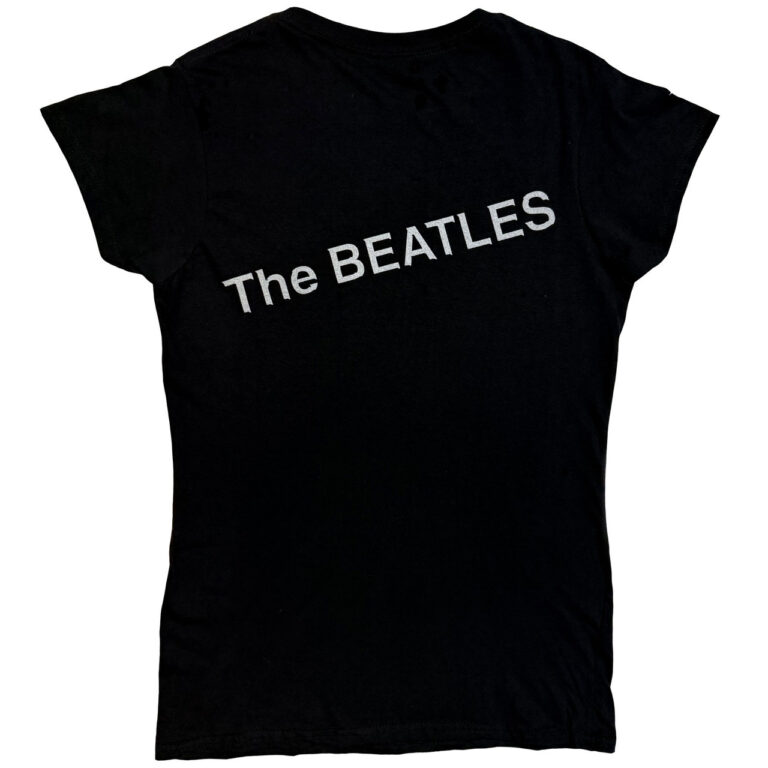 The Beatles White Album Faces Black Back Print Ladies T-Shirt