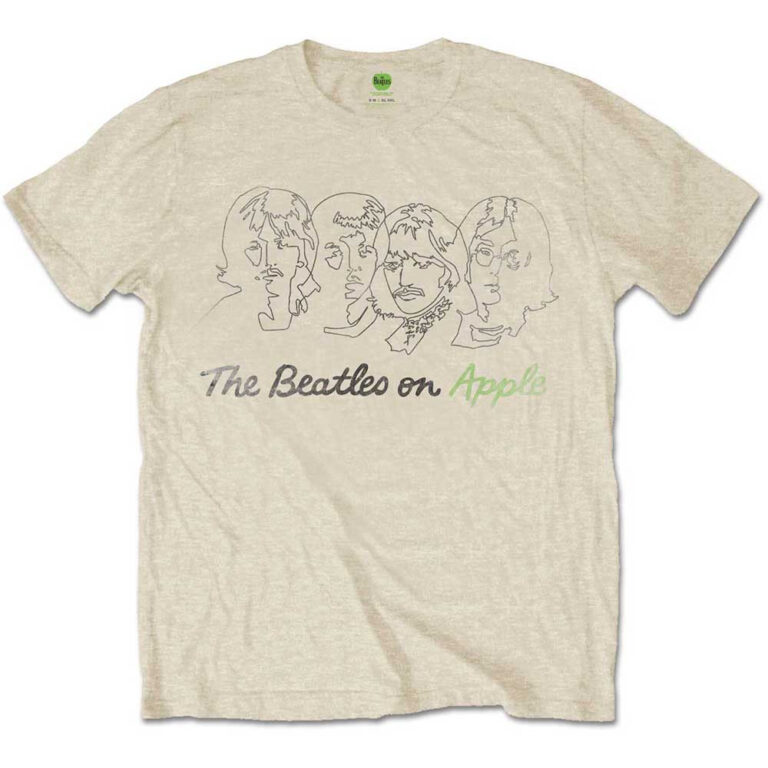 The Beatles Outline Faces on Apple Sand T-Shirt